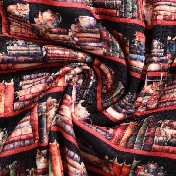 NWT Vintage-Inspired Cat & Book Wrap Dress, size 8 - Picture 6 of 15